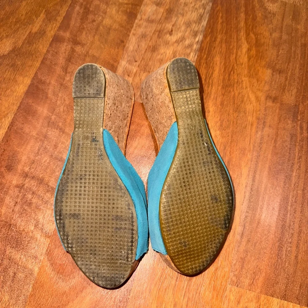 Vera Bradley Y2K 90s Blue Cork Wedge Sandals